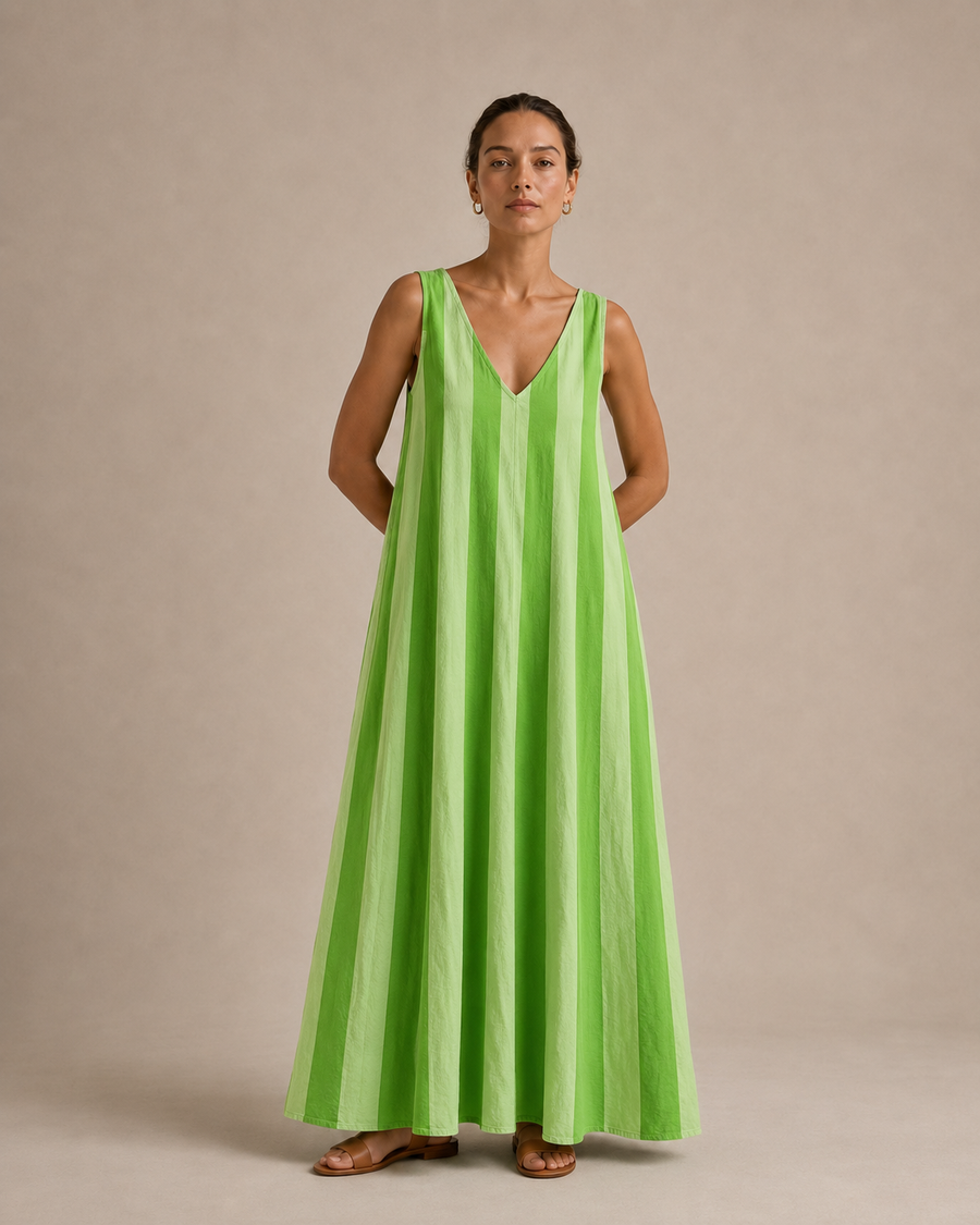 Meera Maxi Dress- Green Striped