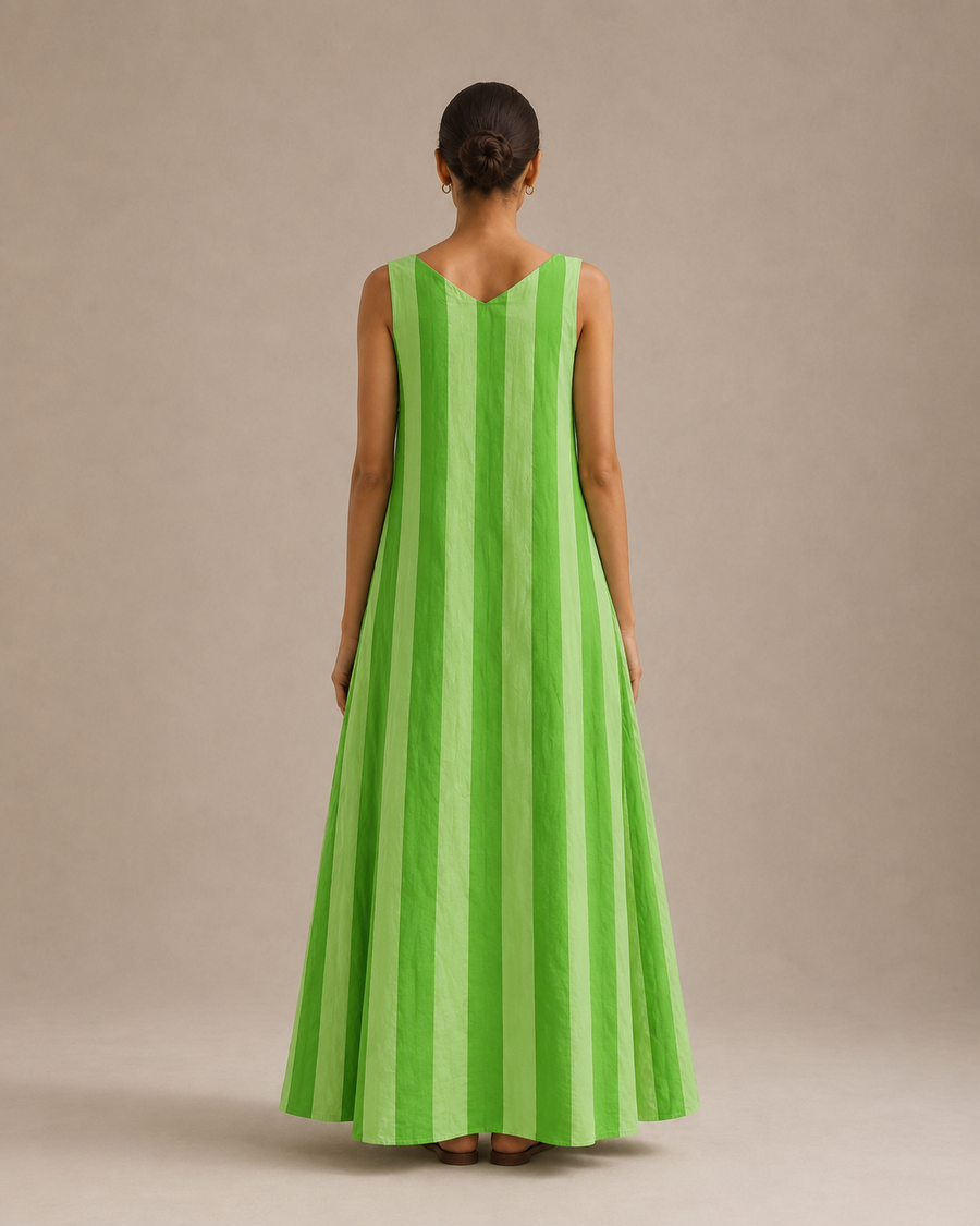 Meera Maxi Dress- Green Striped