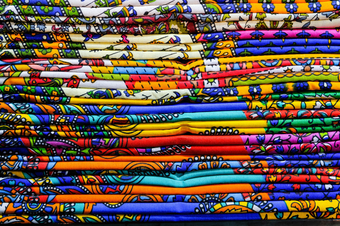 Colorful hand block printed fabrics
