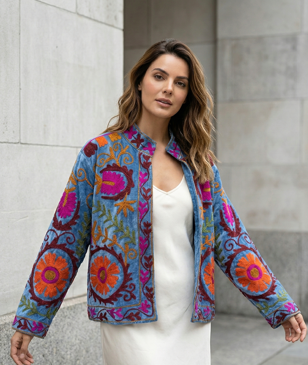Embroidered Sky Bloom Jacket