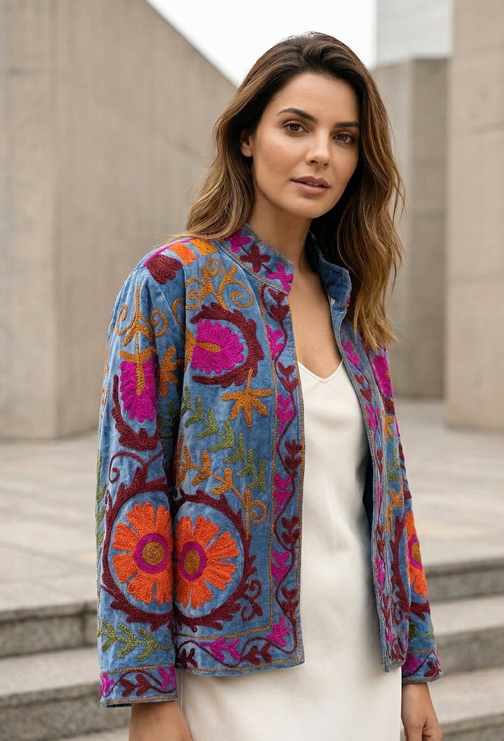 Embroidered Sky Bloom Jacket