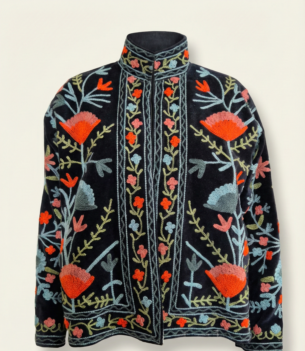 Embroidered Midnight Garden Jacket