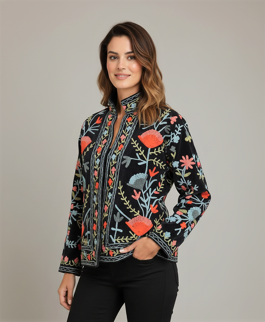 Embroidered Midnight Garden Jacket