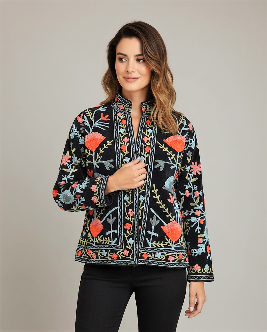 Embroidered Midnight Garden Jacket