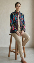 Floral Hand-Embroidered Velvet Jacket