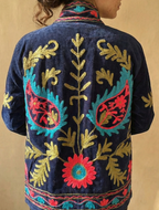 Floral Hand-Embroidered Velvet Jacket