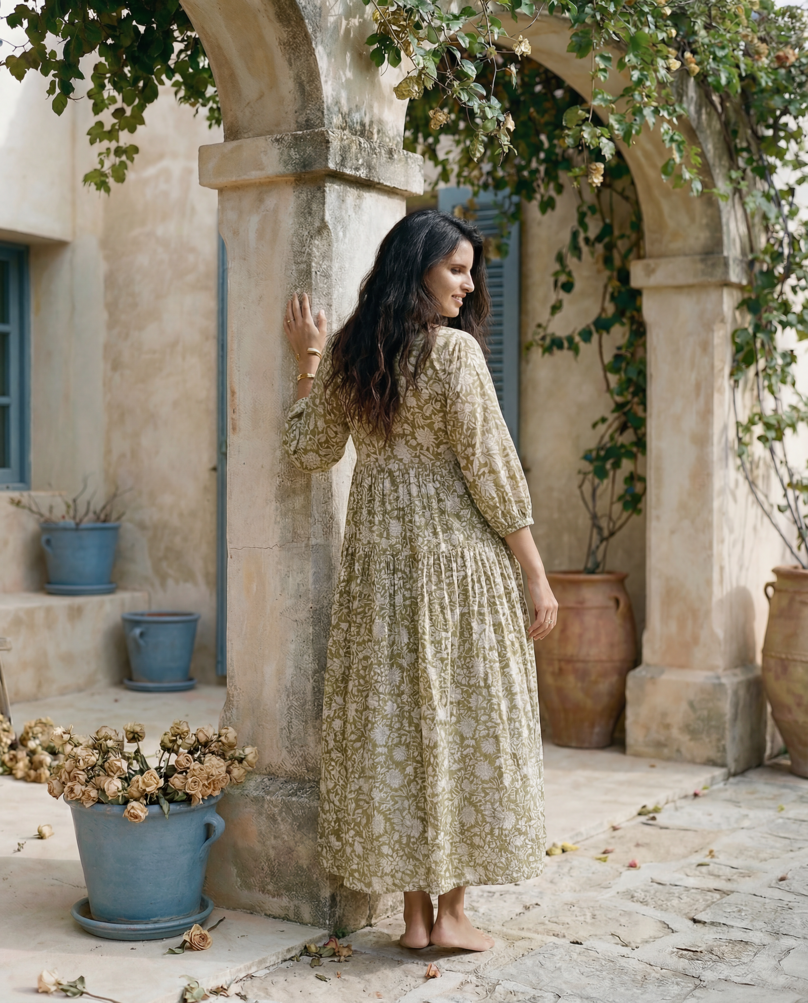 Solene Midi Dress ~ Olive Grove