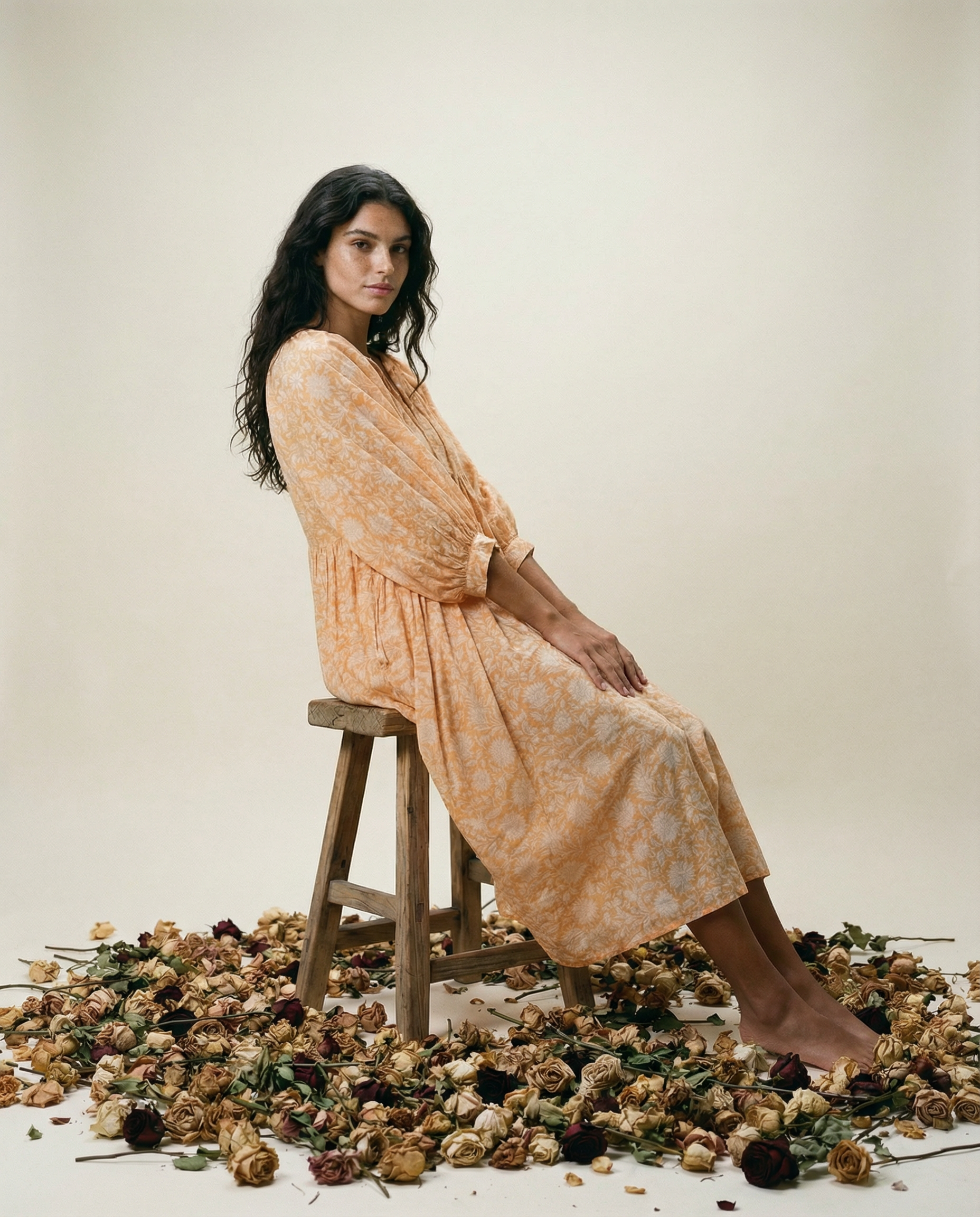 Amber Bloom Midi Dress ~ Tangerine