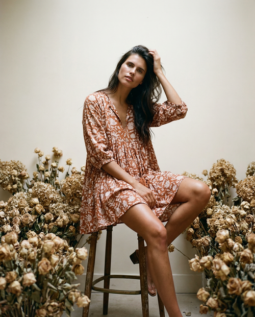 Sienna Muse Mini Dress ~ Burnt Rose
