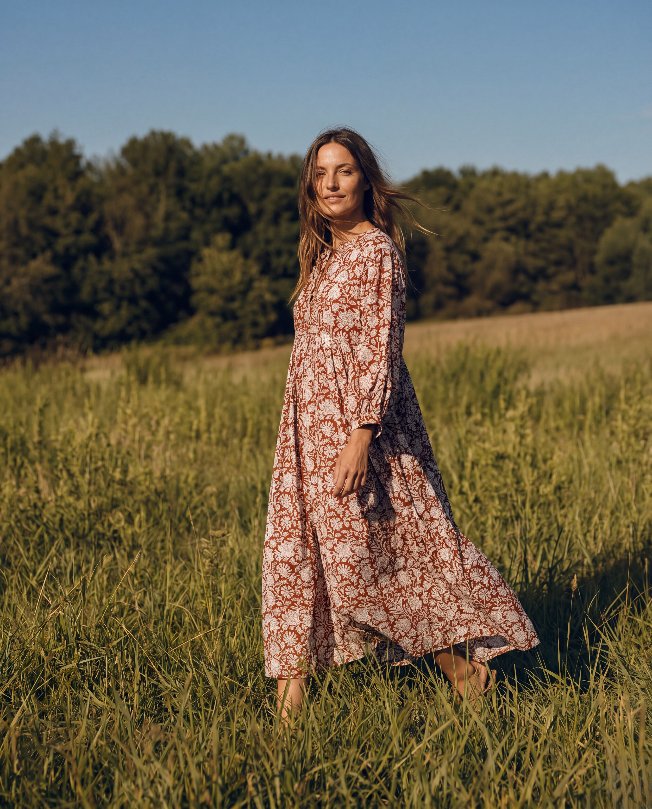 Meadow Grace Block Print Midi Dress