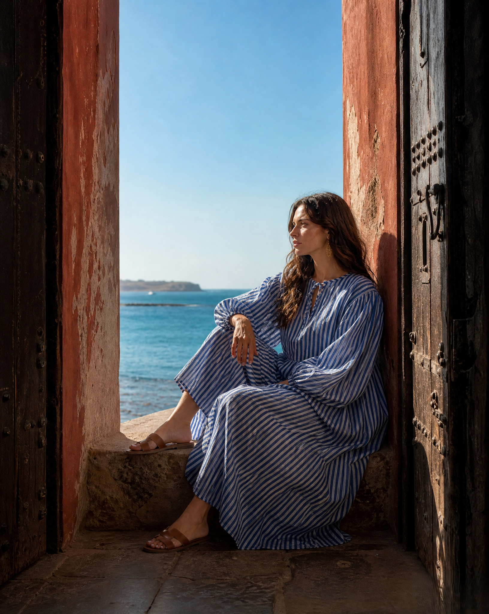 Azure Breeze Midi Dress - Jaipur hand block print cotton midi dress