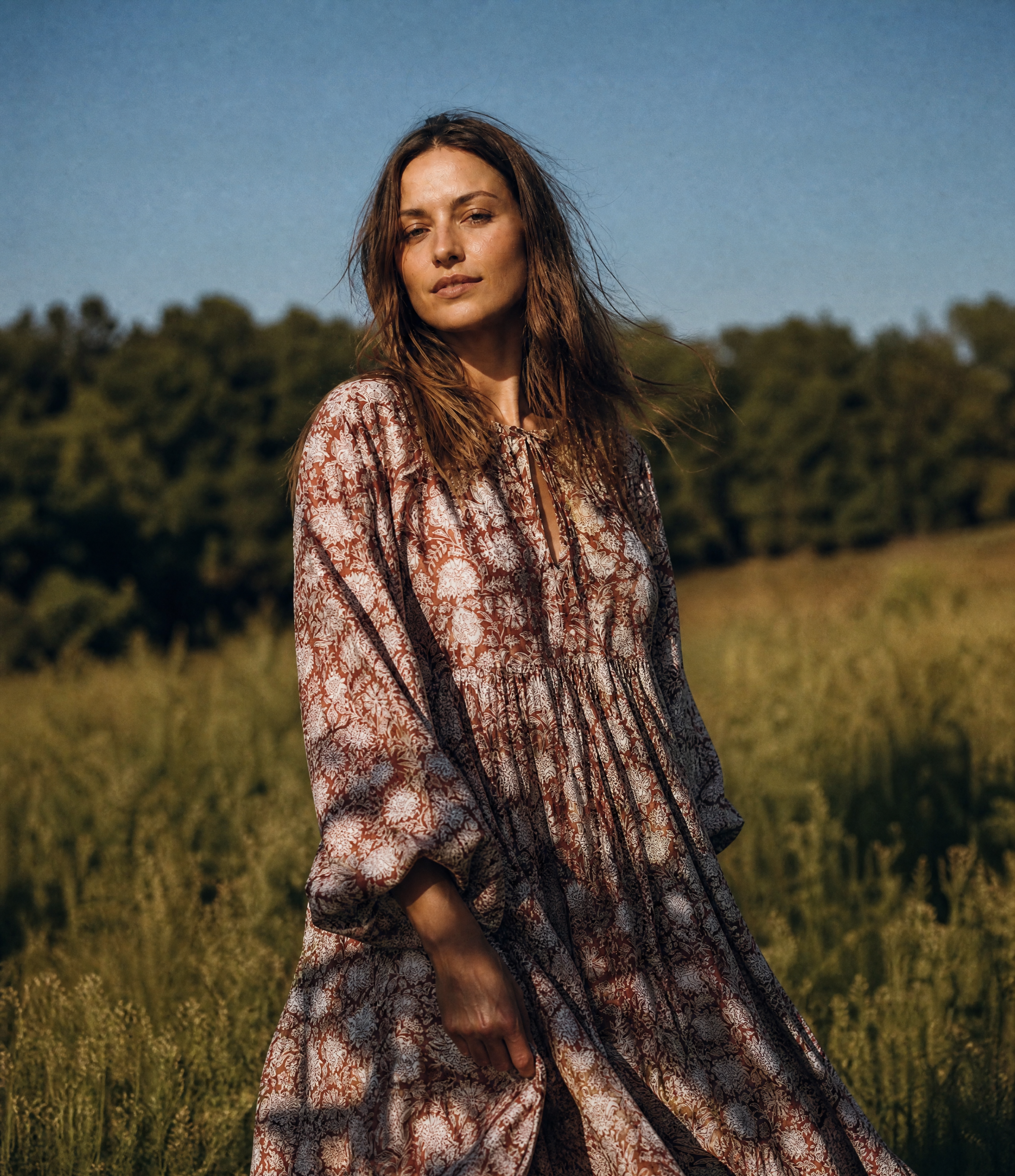 Meadow Grace Block Print Midi Dress