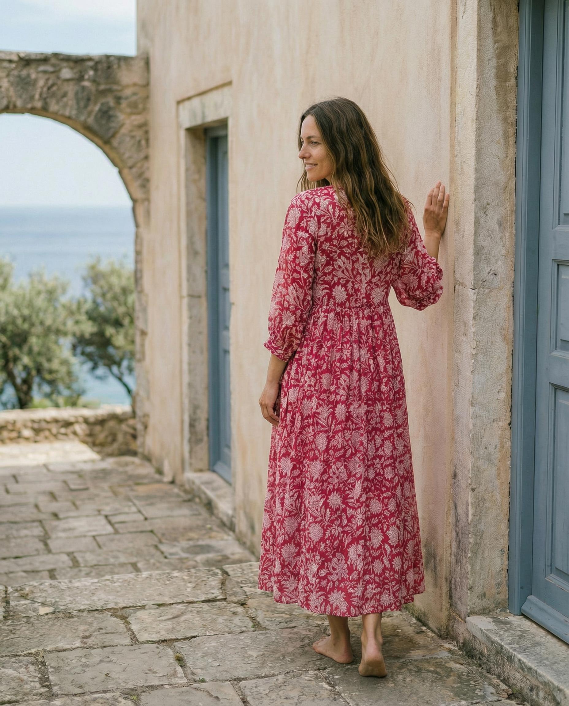 Solene Midi Dress ~ Crimson Bloom