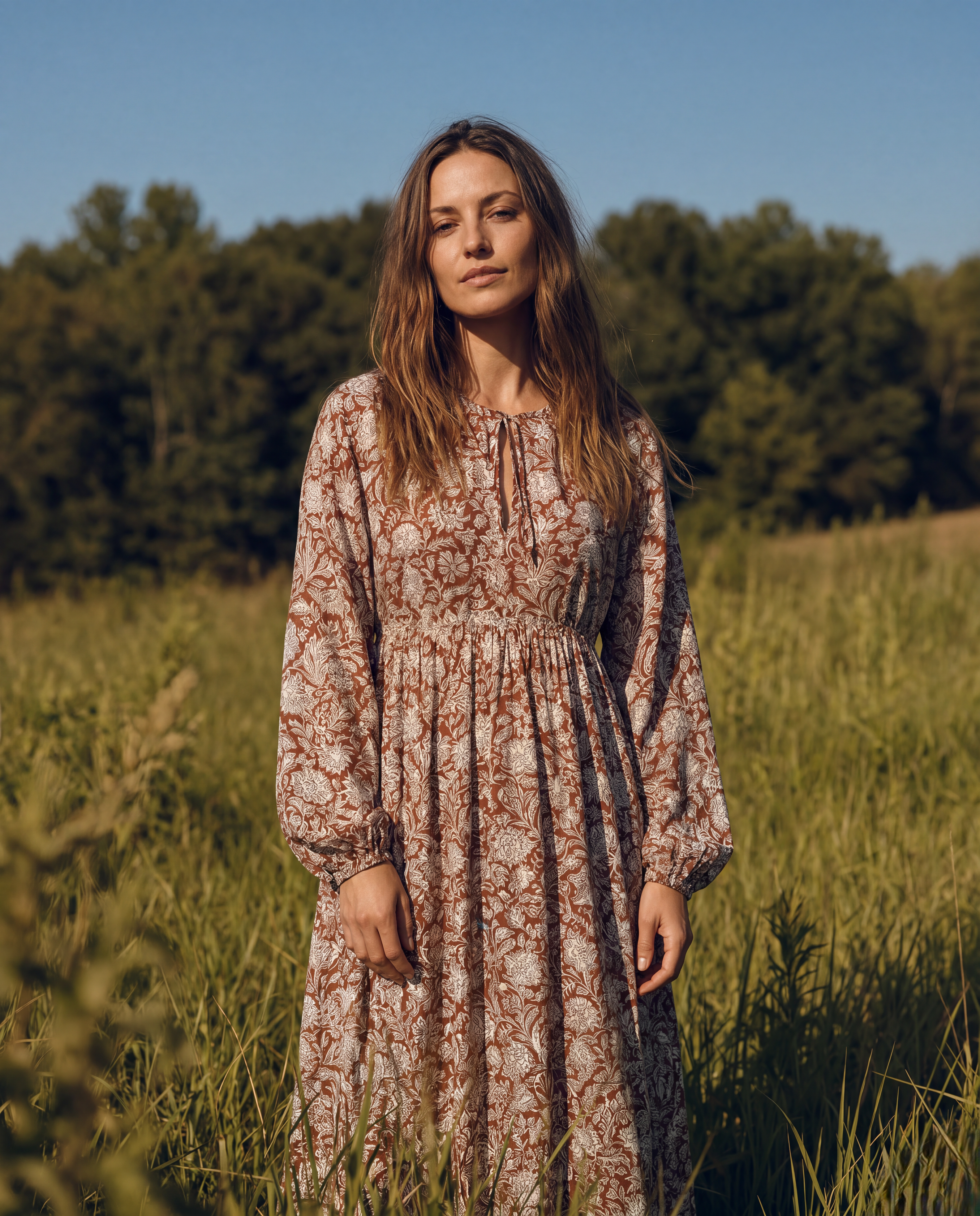 Meadow Grace Block Print Midi Dress