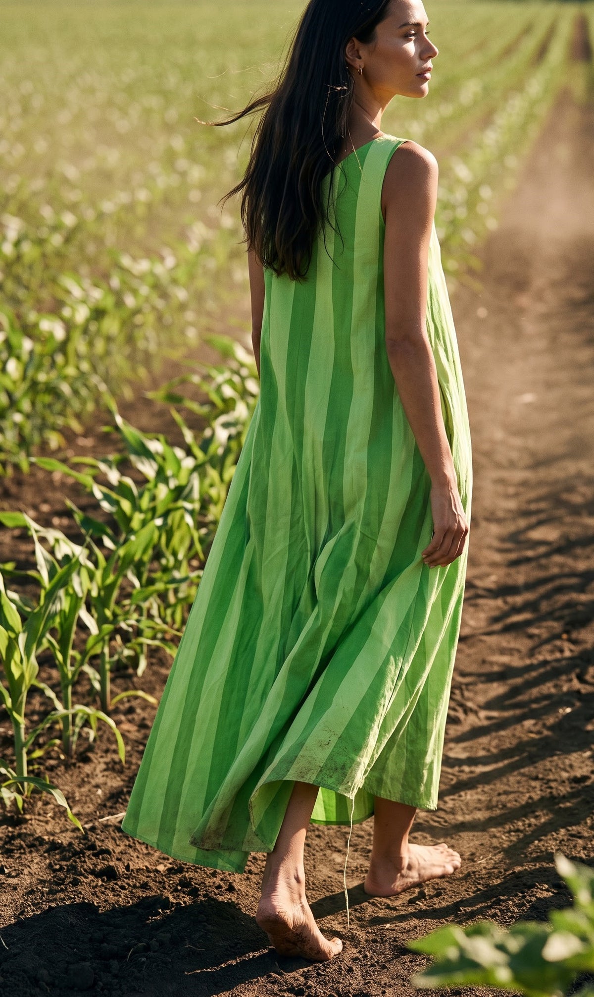 Meera Maxi Dress- Green Striped