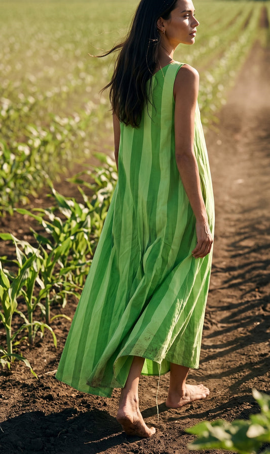 Meera Maxi Dress- Green Striped