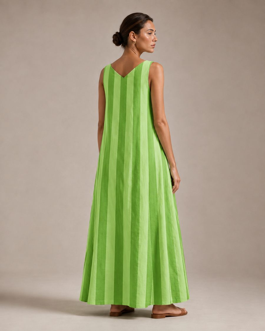 Meera Maxi Dress- Green Striped