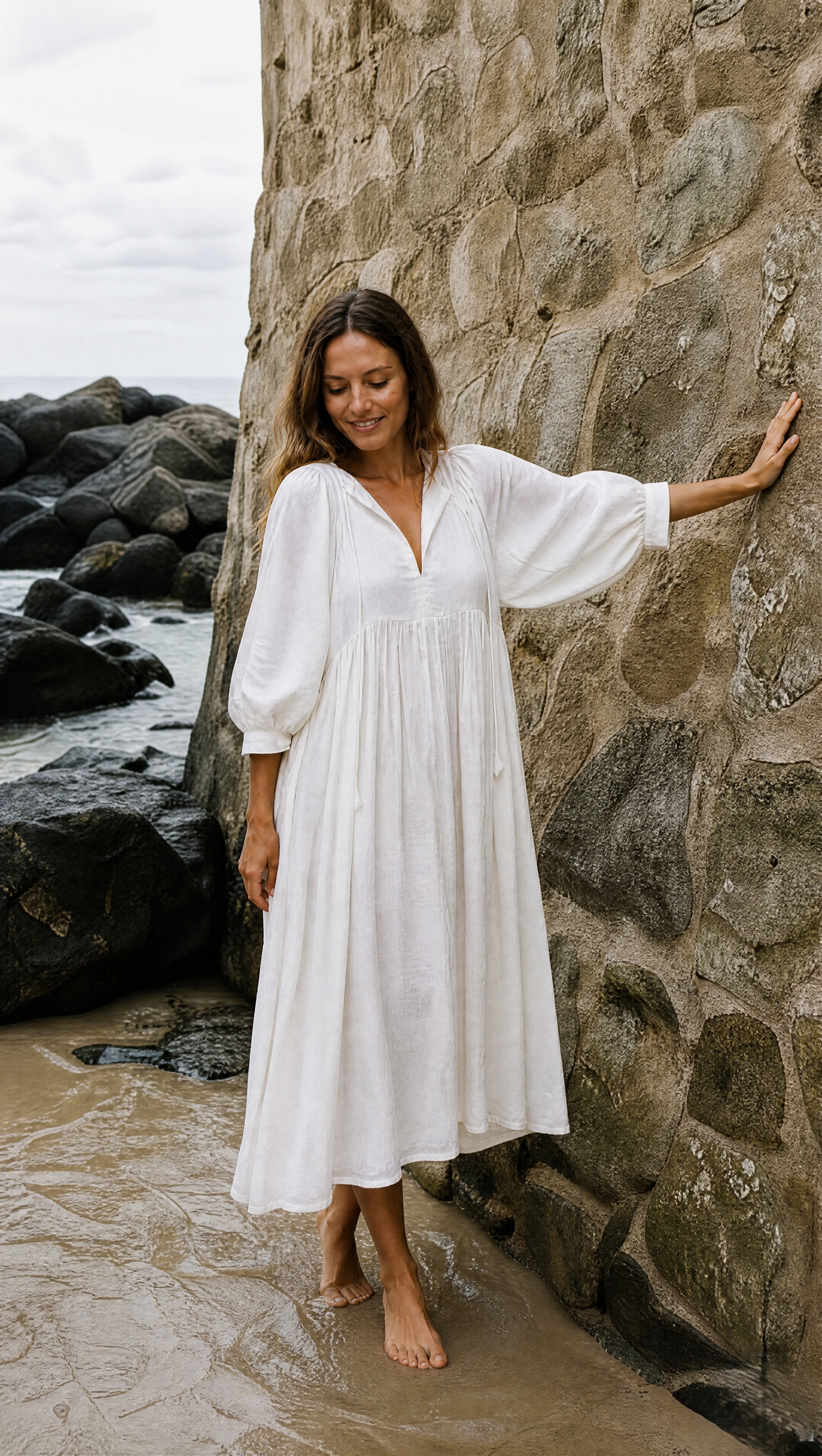 Noor Midi Dress – White
