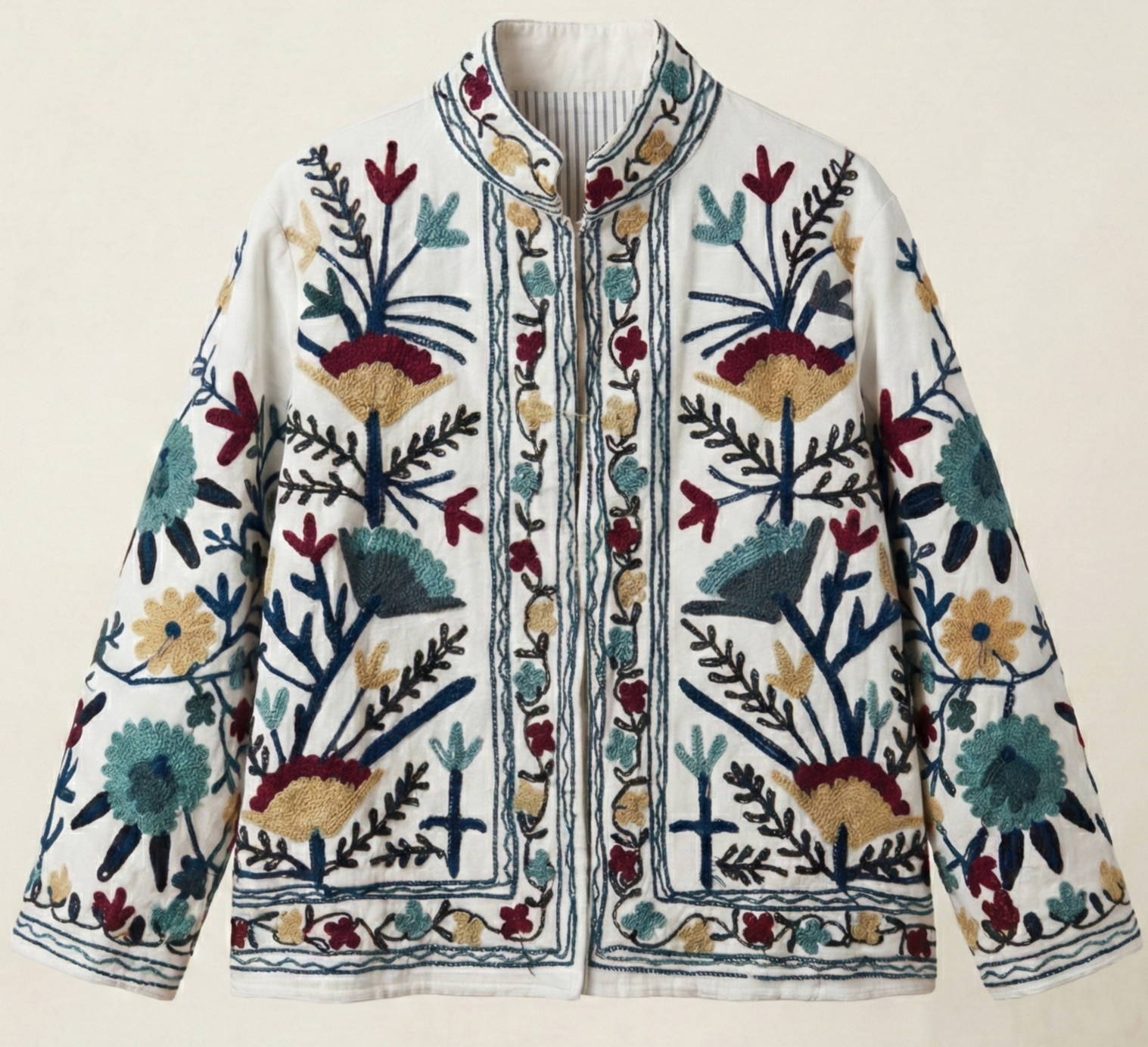 Embroidered Jacket – Ivory Floral