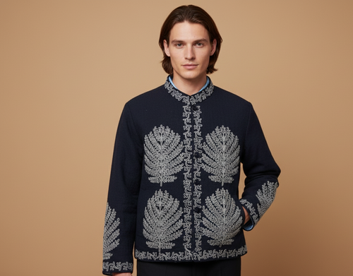 Blue Embroidered Jacket
